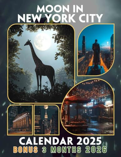 Moon in New York City Calendar 2025: 15 Months of Lunar Delights October 2024 to December 2025 Capturing the Magic of the Moon Over NYC Perfect for ... Organizing in Large Size 8.5 x 11 Ideal Gifts