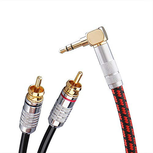 Primeda Audiophile Audio Auxiliary Cable 3.5mm Male to 2 RCA Male Stereo Y Splitter Adapter Cable for HDTV,Smartphone,Tablets, Speakers,Home Theater &More (Bend 3.5mm, 2m)