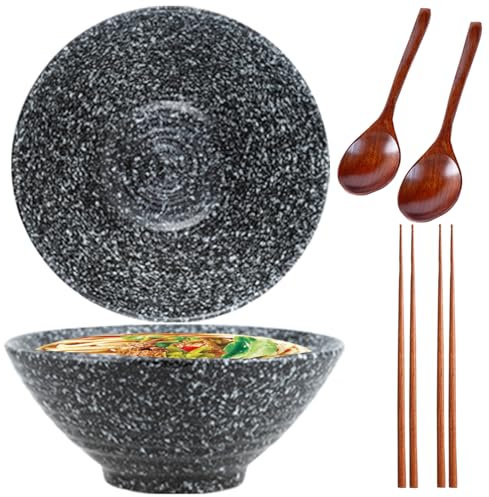 Sightday 1500ml Ramen Bowl Set of 2,Ramen Bowls,Noodle Bowl(Ramen Bowl with Ramen Spoons,Chopsticks),Ceramic Bowl for Pasta Bowl,Snack,Soup,Salad Bowl,Cereal Food,Large Bowl (Small White Dot)