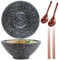 Sightday 1500ml Ramen Bowl Set of 2,Ramen Bowls,Noodle Bowl(Ramen Bowl with Ramen Spoons,Chopsticks),Ceramic Bowl for Pasta Bowl,Snack,Soup,Salad Bowl,Cereal Food,Large Bowl (Small White Dot)