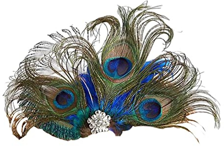 Fascinator mit Pfauenfedern, für Kostümzubehör, 16 x 18 cm, Grün