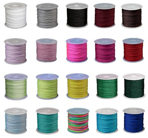 20 Colors Nylon Braided Rope Color Line China Knot Hemp Rope Braided DIY Necklace Bracelet Jewelry Crafts Making, Length 45 Meters, Diameter 0.8 mm (Style 2)