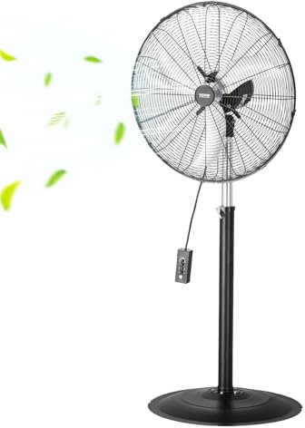 VEVOR Industrieller Standventilator, 670 mm, 85-Grad-Oszillationsventilator, höhenverstellbarer Ventilator mit 3 einstellbaren Geschwindigkeiten, Windmaschine für Fabrik, Werkstatt, Lager, Schwarz