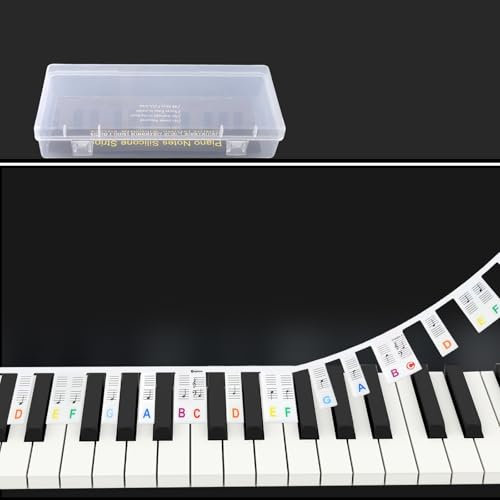 loghohu Piano Keyboard Stickers Piano Keyboard Stickers 61 Key Piano Note Stickers Piano Stickers for Beginners Removable Piano Keyboard Note Labels Silicone Reusable Piano Keyboard Stickers