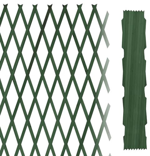 Traliccio Grigliato Estensibile In Legno Sostegno Muro Parete Verticale Fiori Piante Rampicanti Terrazzi Balcone Giardino Reticolato Fioriera - Verde - 1.5x2 Mt