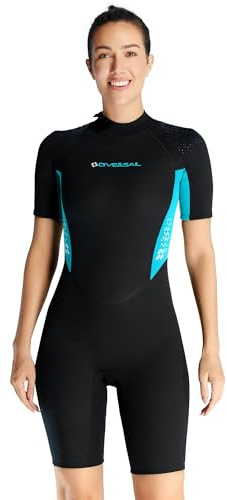 Combinaison courte en néoprène pour femme - 3 mm - Fermeture arrière - Manches courtes - Pour la plongée, le surf et la natation - Taille XS