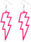 1 paire d'oreilles-en-train d'acrylique néon vintage en forme de traits d'éclair rose, dans le style des années 80 et 90