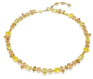 Swarovski Gema Tennis Halskette, Verschiedene Schliffe, Gelb, Goldlegierungsschicht
