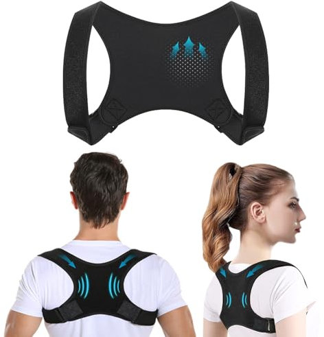 Correttore Posturale, Postura Schiena Uomo Donna Regolabile e Traspirante Busto Correttore Posturale Prevenzione del Dolore Fascia Posturale Spalle e Schiena per Raddrizza Schiena e Spalle(Nero, L-XL)