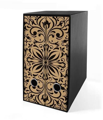 Set da 2 raccoglitori ad anelli dorso 8 cm Avana con box - modello completo di divisori - shareprinting Faldoni (Damasco (H31 a 4 anelli))