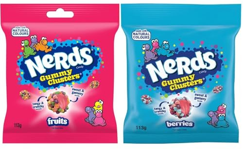 Nerds Gummy Clusters Mix XXL – 1x Very Berry & 1x Fruits je 113 g (226 g) – Amerikanische Süßigkeit, Original USA Candy