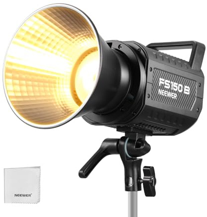 NEEWER FS150B LED Studio Videolicht 2,4G/APP Steuerung, 130W Videoleuchte Bi Farbe COB Dauerlicht mit Reinigungstuch für Fotografie Videoaufnahme 4 Dimmkurven/2700K-6500K/CRI97+/Bowens Mount