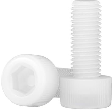 ORANXIN M10 x 50mm 5 Pcs Nylon Plástico Pernos de cabeza cilíndrica Hexagonal interno Aislamiento Ignífugo Tornillos de cabeza de taza para electrónica