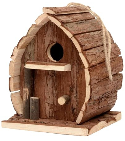 Rrlihjgu Vogelhaus, Vogelhäuser für den Außenbereich – Struktur aus Holz mit Unterschlupf, Nistkasten, Käfig und Futterhaus, rustikales Design für Dekoration von Garten, Terrasse, Fenster, Baum