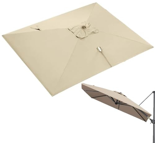 ZIUSFAC Tela De Repuesto Para Parasol Excéntrico 2.5×2.5m Cubierta De Toldo De Repuesto Cuadrado Toldo De Recambio Para Sombrilla 8 Costillas Tela De Repuesto Para Paraguas De Mercado(Khaki,3x3m (9.8x
