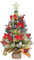 60 cm albero di Natale con catena di luci a LED, mini alberi di Natale artificiali con stella punta dell'albero e palline di Natale rosse, albero di Natale per interni e ufficio, Natale