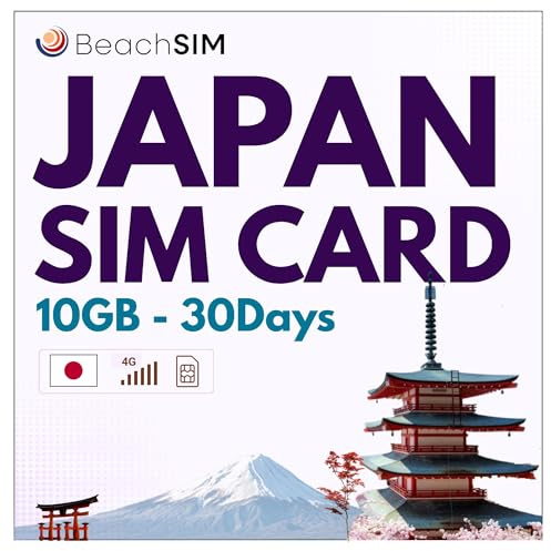 BeachSIM SIM Karte Japan 30 Tage. 10 GB mit 4G/5G-Netzen. Nur Daten. Einfaches Aufladen. Schnelle Aktivierung. Zuverlässige Abdeckung. Funktioniert auf iOS- und Android-Geräten.