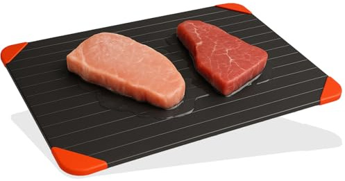 Homiely Defrosting Tray - Fast Thawing tray Defrosting Board and plate for Frozen Meat, Chicken, Defrost thaw plate (Tray with 4 red corners)