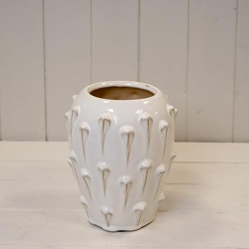 Cream Ceramic Bobble Vase 18cm,7inch Office Tabletop Pot Teardrop Indoor Flower Vase Decorative Gift