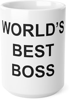 Worlds Best Boss Mug, The Office TV Show, Michael Scott Inspired Ceramic Coffee Cup, Dunder Mifflin Mug, Gift for Office Fans, Dwight Schrute Gifts (White 15oz, Mug)