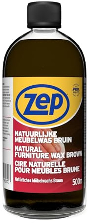 Zep Natural Furniture Wax Brown 500ml | Natural Beeswax Polish for Dark Wood Types, Antique, Furniture & Parquet Flooring, Wood Restorer, Polish for Dark, Oak & Teak