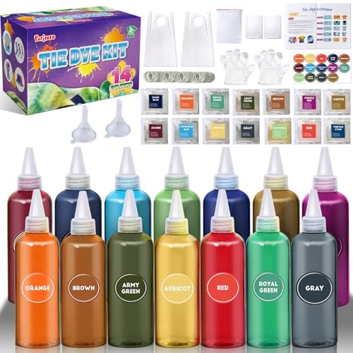 PATIFEED Batikfarben Set für Kinder, 14 Farben Batik-Set | 80ML Flaschen, Tie Dye Kit für große Gruppen, Ungiftige Permanente Stofffärbung, Sommeraktivitäten für Kinder, Erwachsene