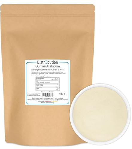 Gummi Arabicum Pulver E 414-100g Gum Arabic sprühgetrocknet (Instant-Qualität), 100 % rein, pflanzlich, vegan