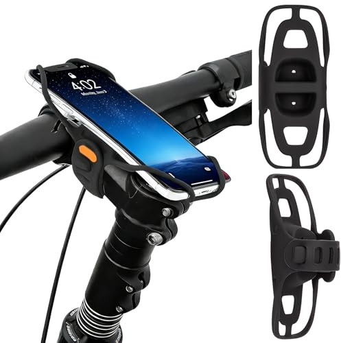 Support Telephone Vtt pour Vélo de Route Support Telephone Velo Réglable | en Silicone Absorbant Les Chocs Compatible Avec Les Vélos de Route, Les Vélos Pliants,Et Les Poussettes (Noir+4.0-7.2)