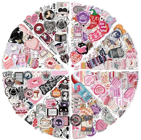 Bubaxuce 400 Stück Holografische Buch Aufkleber für Kindle, Buch Aufkleber Set, Vinyl Wasserdichte Booktok Aufkleber für Wasserflasche Scrapbook Laptop Telefon Ebook