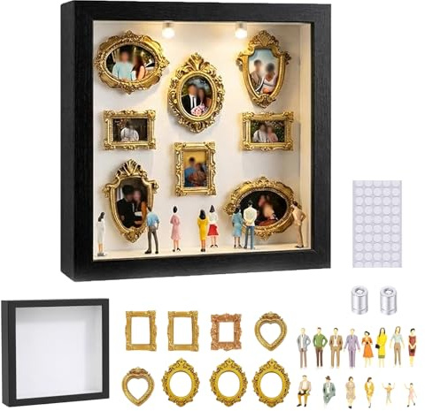 SSXSCYPH DIY Mini Menschen Figuren Museum mit Mini Bilderrahmen Vintage, Personalisierter Schattenbox Rahmen Miniatur Museum DIY Set Für Jahrestag, Hochzeit, Geburtstag Einzigartige Momente