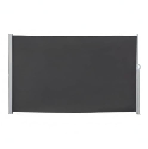 Mucola Seitenmarkise 160x300 cm ausziehbar Anthrazit | Sichtschutz Windschutz Seitenrollo Balkon Aluminium Sonnenschutz | Balkon Sichtschutz Blickdicht wasserabweisend Aufrollmechanismus Wandmontage