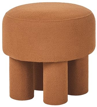 Beliani Hocker Bouclé orange komplett gepolstert Sitzhocker Polsterhocker mit Holzfüßen Retro-Stil Canby