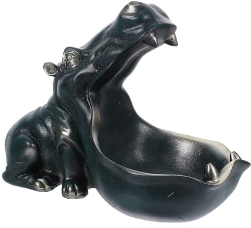 Nilpferd Skulptur aus Kunstharz als Schlüsselhalterschale, Bonboniere | Schreibtisch, Wohnzimmer oder Flur, Leicht zu Reinigen, Platzsparend, Dekorativ, als Tierfigur