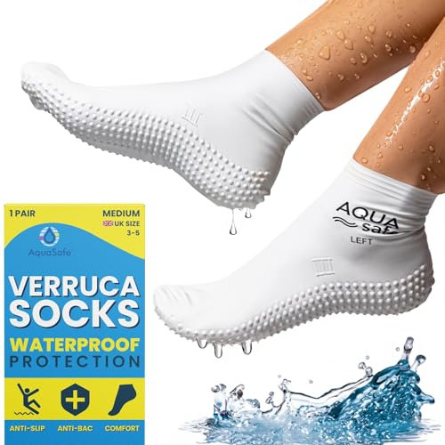Aquasafe Guardsocks Unisex Schwimmsocken mit Verucca-Socken, weiß, Medium (Kids 36-38.5)
