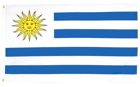 AZ FLAG - Bandera Uruguay - 90x60 cm - Bandera Uruguaya 100% Poliéster Con Ojales de Metal integrados - 50g - Colores Vivos Y Resistente A La Decoloración