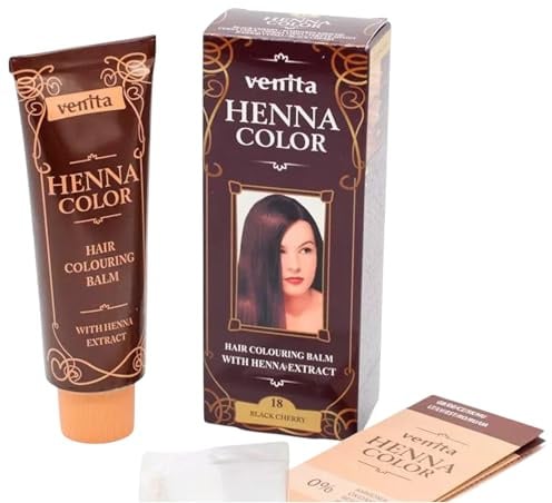 Venita - Henna Color Balm - Intensives Black Cherry - Natürliche Inhaltsstoffe - 24 Farben Verfügbar - Einfach und Dauerhaft - Black Cherry - 75ml