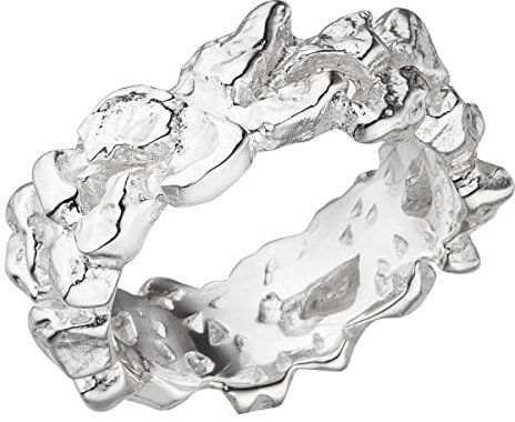 massiver Nugget Ring - hochwertige Goldschmiedarbeit aus Deutschland (Sterling Silber 925 anlaufgeschützt) 8 mm breit - außergewöhnlicher Silberring - Damenring - Herrenring - Partnerring