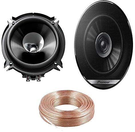 Wheels N Bits 5 Metre OFC Speaker Cable + Pioneer TS-G1310F Speakers 13cm 130mm 5.25 inch Dual Cone Car Door Shelf Speakers 230 Watt Each 460 Watt A Pair Van Bus Truck Caravan