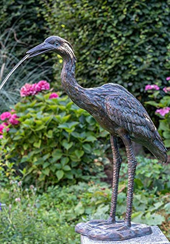 IDYL Rottenecker Bronze-Skulptur Graureiher wasserspeiend | 56x19x49 cm | Wasserspeier handgefertigt | Garten- oder Teich-Dekoration | Hochwertiges Kunsthandwerk | Wetterfest