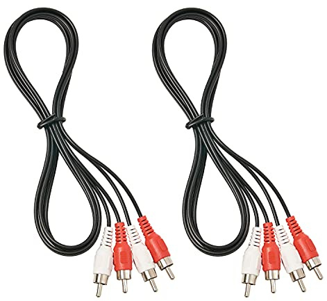 QDiShi (2 Pcs) RCA Stereo Audio Cable, 2-RCA Male to 2-RCA Male (5 FT), Stereo Audio 2RCA Cord Male to Male Connector