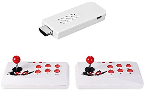 KINMRIS 2021 Arcade-Spielekonsole, kabelloses Gamepad, Videospiel, USB, Mini-Videospiel mit 2 kabellosen Arcade-Controllern, kompatibel mit Geburtstagen, Geschenke für Mann