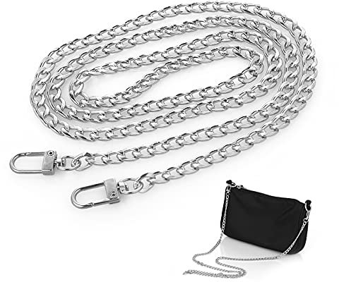 ASTER Tasche Kette Metall 120cm DIY Trageriemen Ersatz Taschenkette Schulterriemen Crossbody Replacement Chain mit Metallschnallen, Geldbörse Handtaschenketten für Umhängetasche