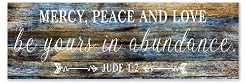 by Unbranded Holzschild Mercy, Peace And Love Be Yours in Abundance.Jude 12 60x20 rechteckige Holzdekoration Wanddeko Holzschilder für Zuhause