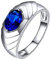 Herren Ringe Classic, Ring Jewelry 18 Karat (750) Weißgold mit 1,04ct Blau Ovalschliff Tansanit Größe 45 (14,3)