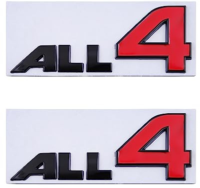 2 x ALL4 Emblem Auto-Aufkleber Ersatz für Auto Moto Logo (Schwarz Rot)