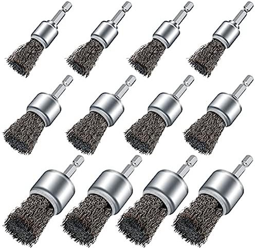 Hopbucan 12PCS Wire Brush Wheel for Drill Wire Wheel Cup Brushes Metal Brush for Drill for Drill Paint Rust Removal and Small Spaces