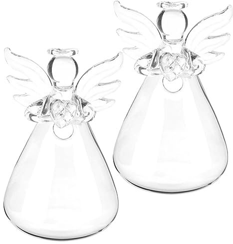HOMSFOU Tischständer 2 Stück Hochzeitsvasen Große Blumenvasen Tisch-Pflanzenständer Engelvase Engel-Übertopf Terrarienbehälter Engelsflügel-Vase Dekorative Glasflaschen Engel-Glasvase