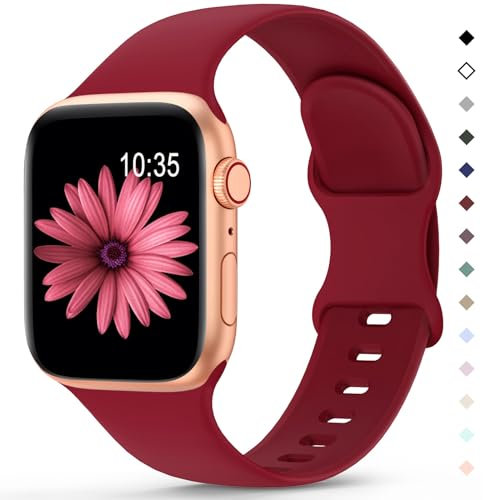Higgs Silikon Armband Kompatibel mit Apple Watch Armband 38mm 40mm 41mm 42mm 44mm 45mm 46mm 49mm Damen Herren, Weich Sport Ersatz Armbänder für iWatch se Series 10 9 8 7 6 5 4 3 2 1 Ultra,Burgund
