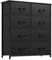 YITAHOME Chest of Drawer Bedroom with 8 Drawers Storage Unit Steel Frame Wood Top Fabric Dresser for Bedroom Living room,Closet,Black