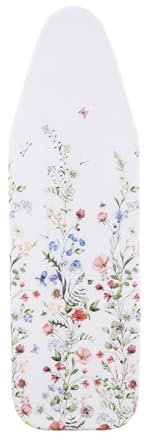 SHERWOOD Ironing Board Cover 124 x 38cm 100% Cotton Cover with Thick Felt Resists Scorching and Staining Adjustable Size Iron Board Cover (Flowers and Butterflies,124 x 38cm)